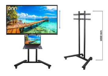  55" 65" 75"  Arası Uyumlu Seyyar Tekerlekli Sehpalı Mobil Sunum Standı + İnteraktif Akıllı Tahta Standı