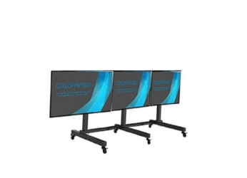 32" 55" 65" Seyyar Tekerlekli Mounted 1 x 3 Video Wall Solutions Çoklu Monitör İzleme Standı