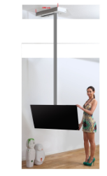 37"-55" 75" / LCD Hareketli Tavan Askı Aparatı Sistem Yatay Kanal Boyu 200 cm 